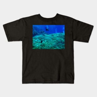 Coral reef and scuba diver Kids T-Shirt